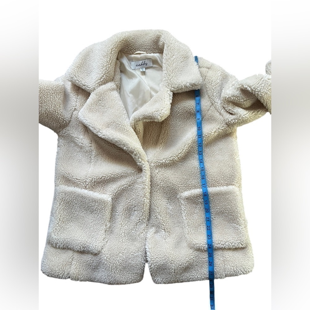 Sebby Cream Pocketed Faux Shearling Teddy Jacket size Large. - Picture 5 of 7